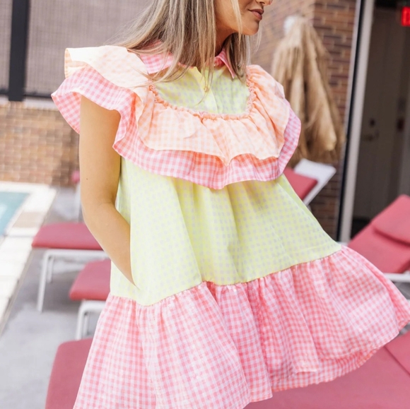Queen of Sparkles Neon Checkered dress - Picture 6 of 7